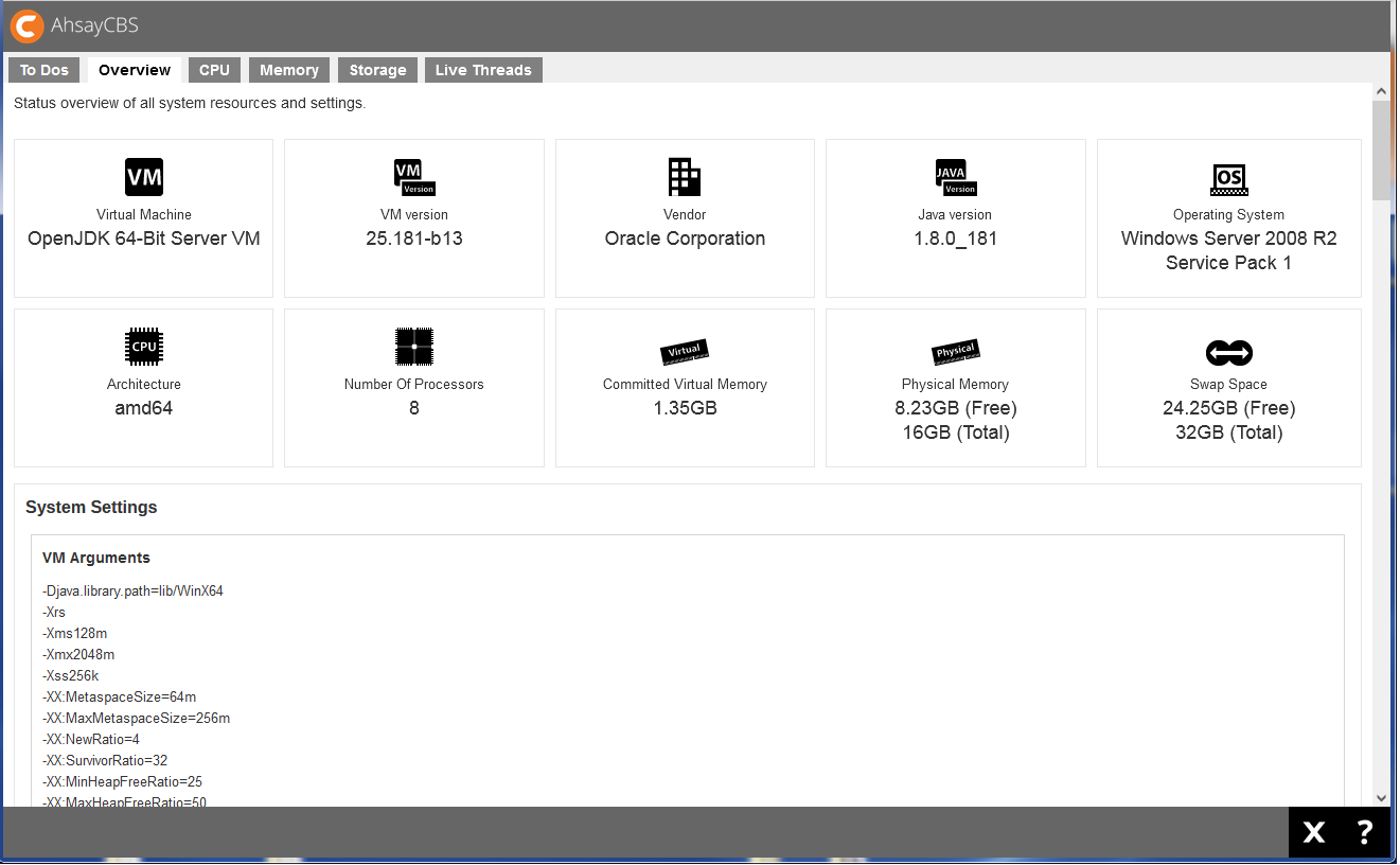 screenshot of Ahsay Offsite Backup Server
